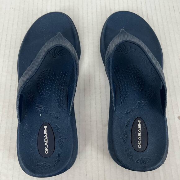 Oka B Okabashi Elle Blue Thong SlipOn Slides Flip Flop Sandal M (7-7.5) - Picture 5 of 10
